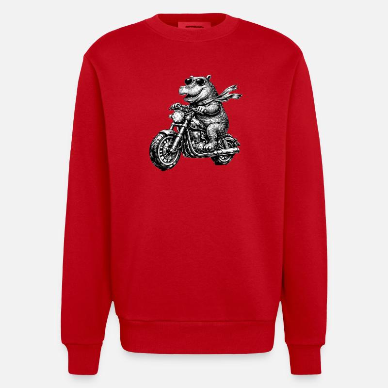 Hippo à moto - Sweat bio épais oversize fabriqué en UE - rouge
