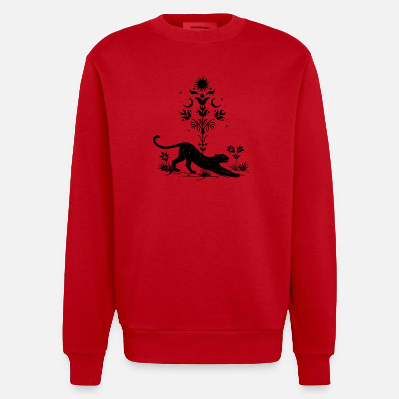 Cosmic Leopard Boho - Heavyweight Oversized Organic Crew Neck Made in EU - Rot
