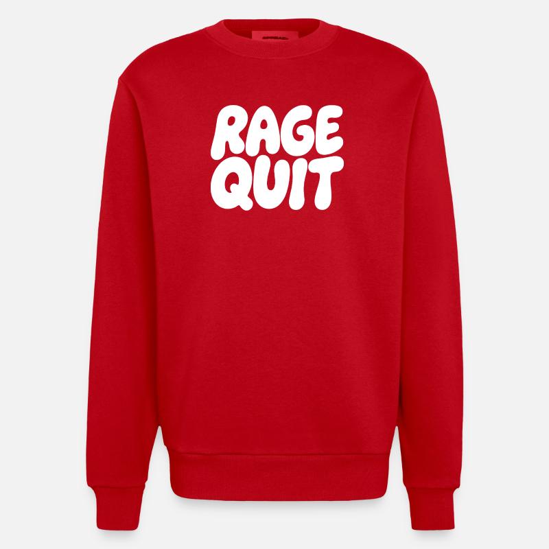 Rage Quit Bubble Font - Heavyweight Oversized Organic Crew Neck Made in EU - red