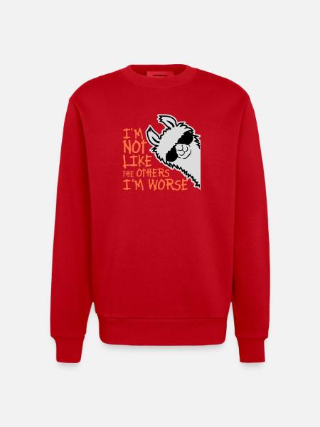 Lama-solbriller ikke som de andre Jeg er værre - Heavyweight oversized organic trøje med crewneck made in EU - rød