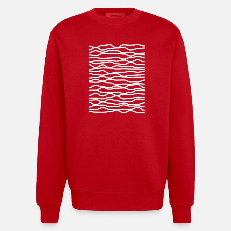 Zebra Wave Stripe Pattern - Heavyweight Oversized Organic Crew Neck Made in EU - red