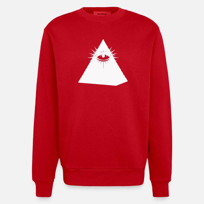 Symbole de l’œil pyramidal Illuminati - Sweat bio épais oversize fabriqué en UE - rouge