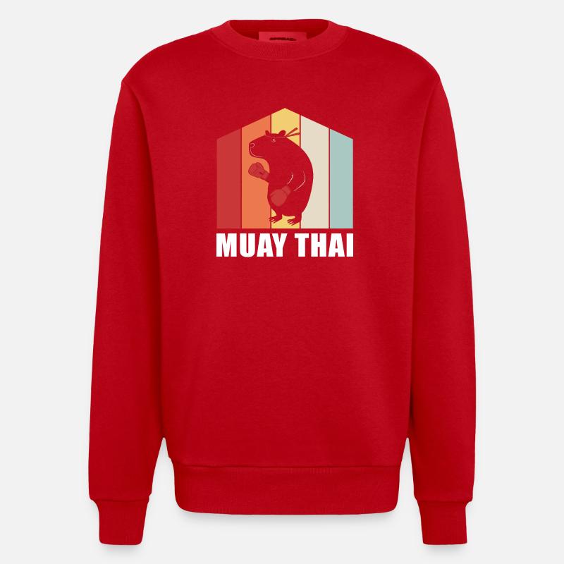 Muay thai Kickboxer Kickboxing Thai boxing - Heavyweight Oversized Organic Crew Neck Made in EU - Rot