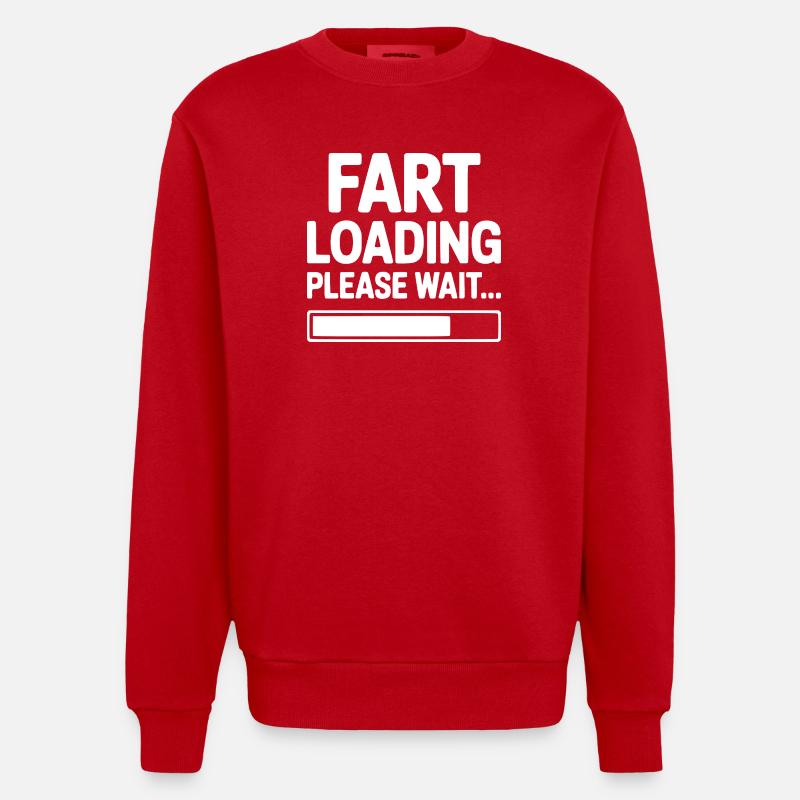 Fart Loading Please Wait... - Heavyweight Oversized Organic Crew Neck Made in EU - red