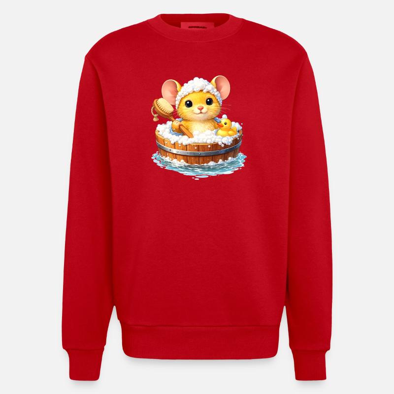 Un bain de souris mignon - Sweat bio épais oversize fabriqué en UE - rouge
