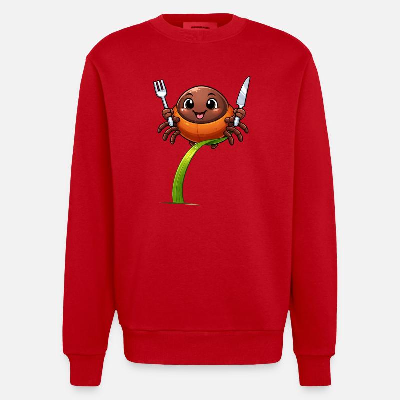 Tick drôle avec des couverts - Sweat bio épais oversize fabriqué en UE - rouge