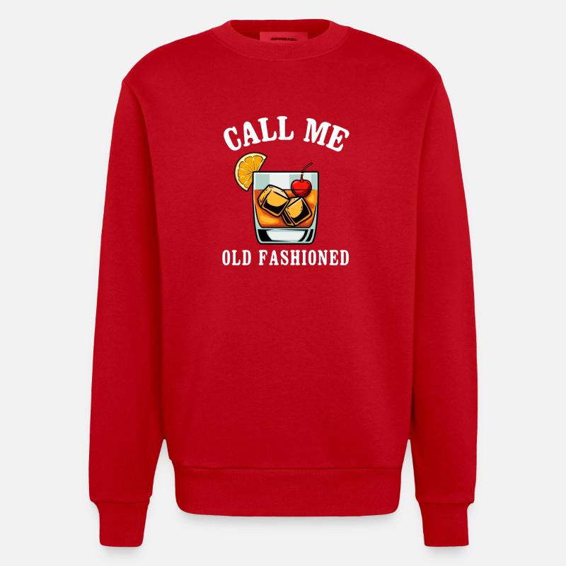 Graphique de cocktail whisky à l’ancienne - Sweat bio épais oversize fabriqué en UE - rouge