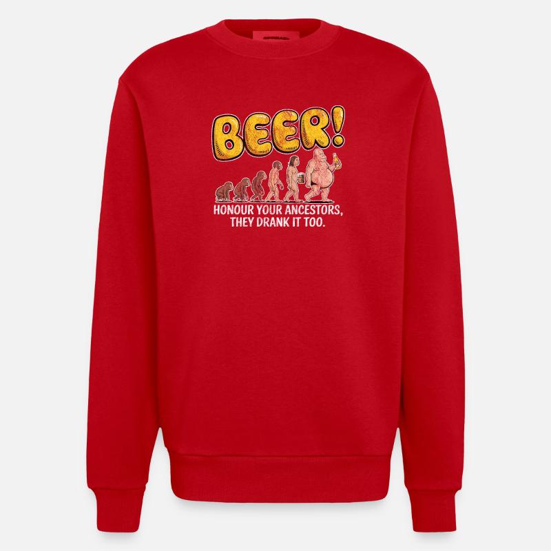 Evolution Beer Lustiges Witziges Bier - Heavyweight Oversized Organic Crew Neck Made in EU - Rot