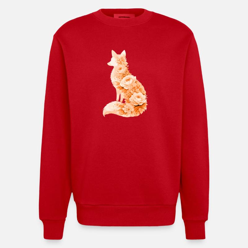 Silhouette florale pastel Fox - Sweat bio épais oversize fabriqué en UE - rouge