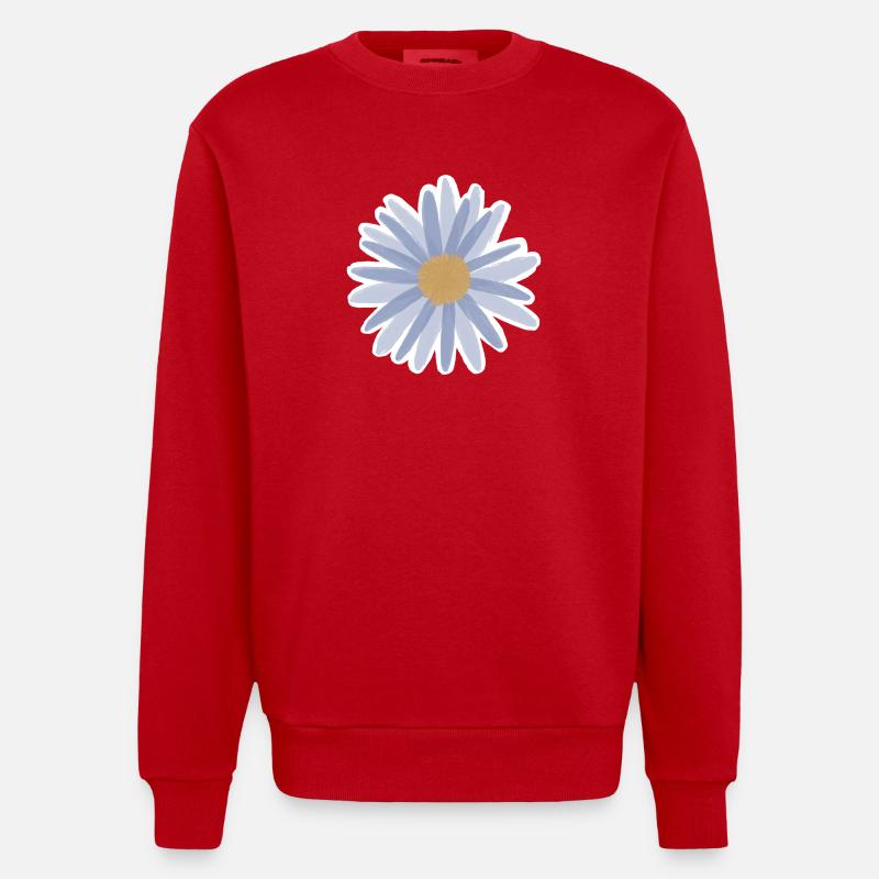 Blue Daisy Bloom Tee - Heavyweight Oversized Organic Crew Neck Made in EU - Rot