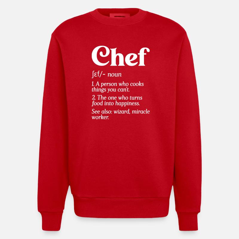 Funny Chef Definition Head Chef Baker Restaurant C - Heavyweight Oversized Organic Crew Neck Made in EU - red