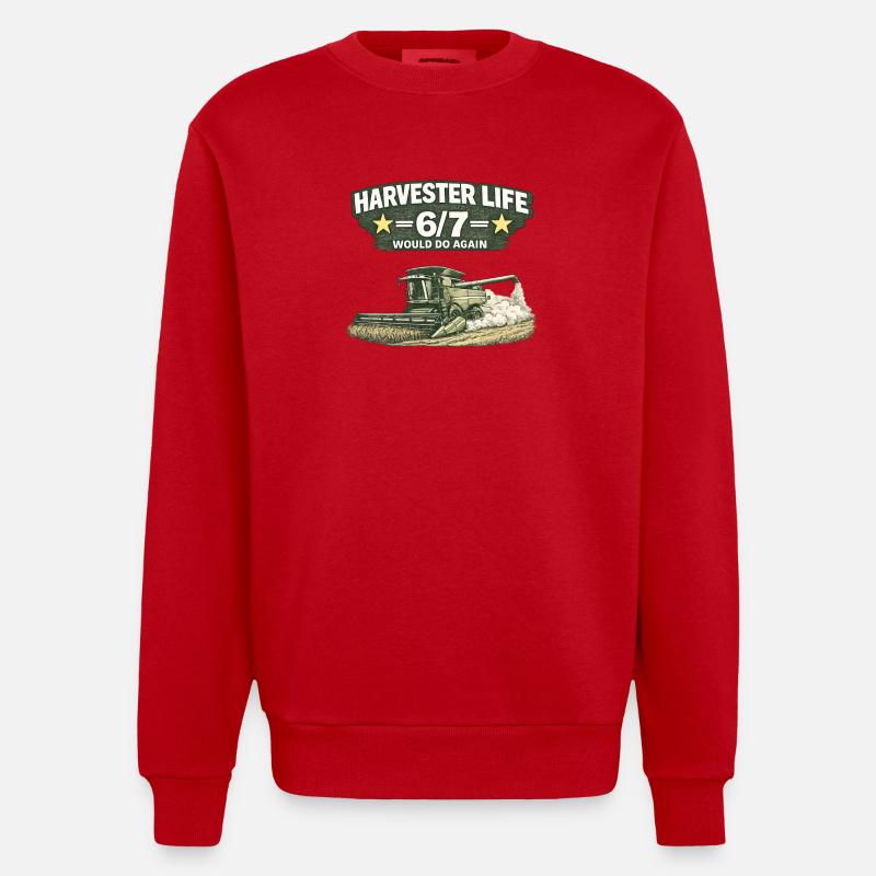 Moissonneuse vie 6/7 « Moissonneuse-batteuse » - Sweat bio épais oversize fabriqué en UE - rouge