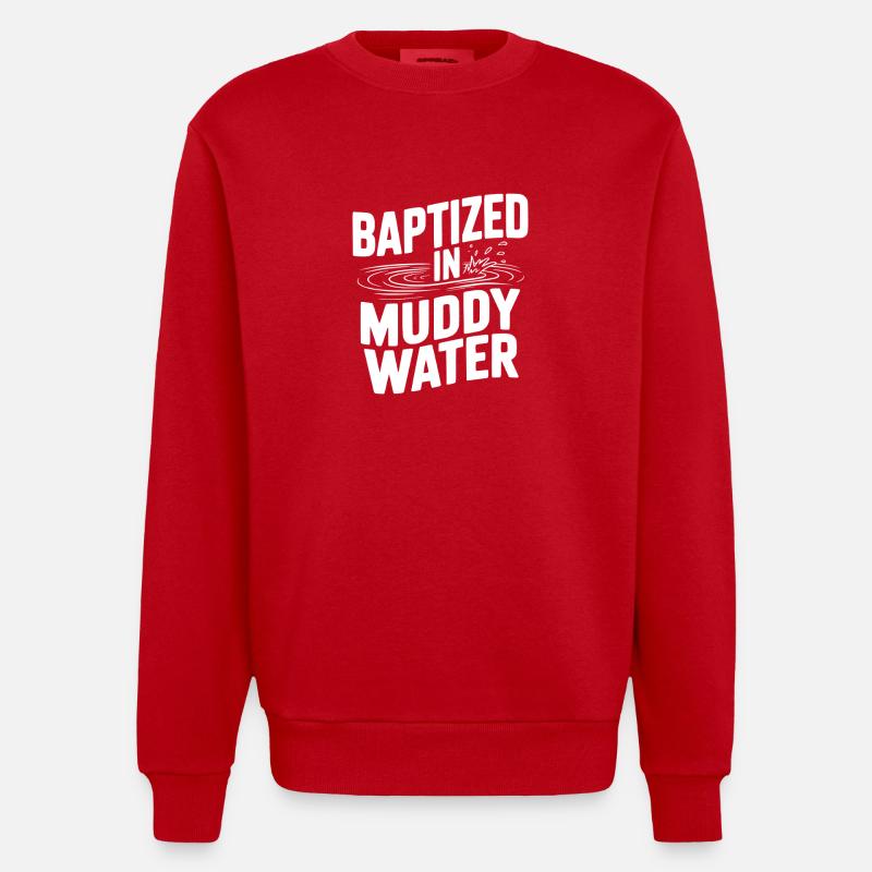 Baptisé dans des eaux boueuses - Sweat bio épais oversize fabriqué en UE - rouge