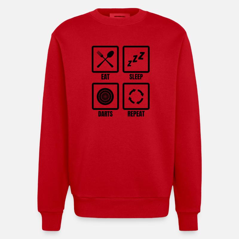 Programme des fléchettes - Sweat bio épais oversize fabriqué en UE - rouge