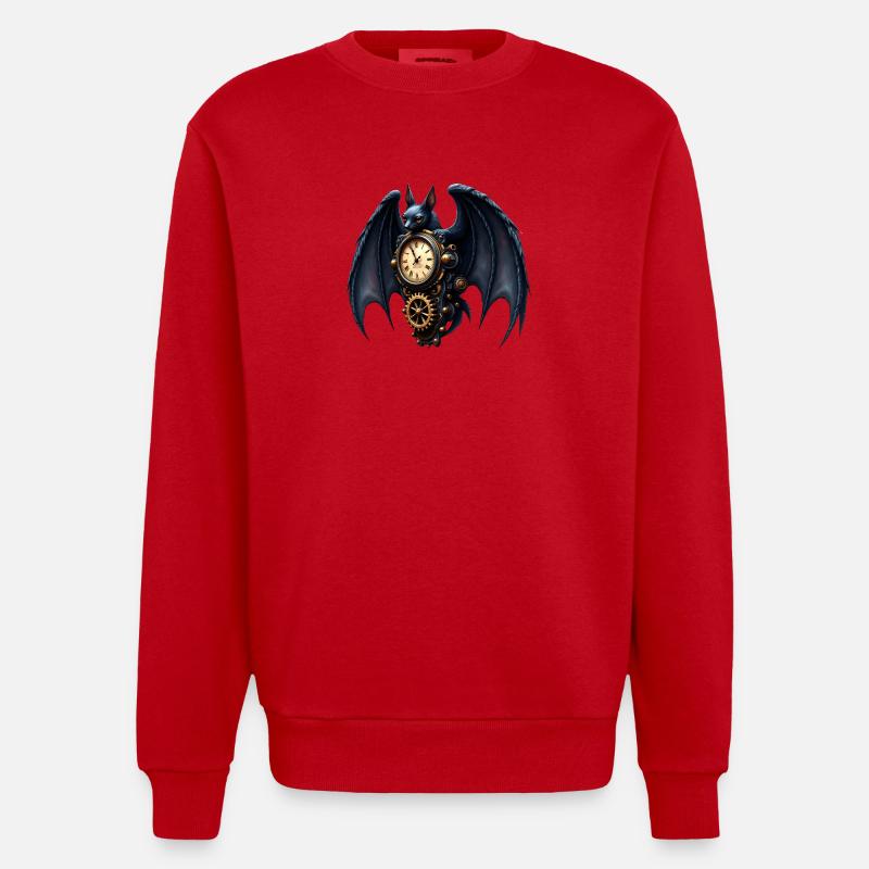 Steampunk-kellosepä maila - Heavyweight Oversized Organic Crew Neck Made in EU - punainen