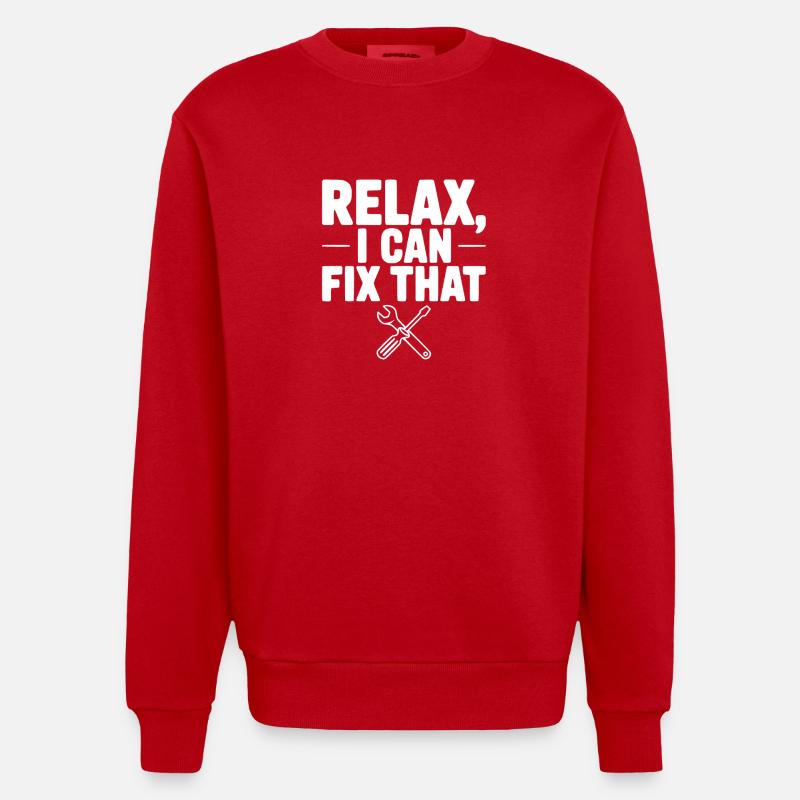 Relax, I Can Fix That - Heavyweight Oversized Organic Crew Neck Made in EU - red