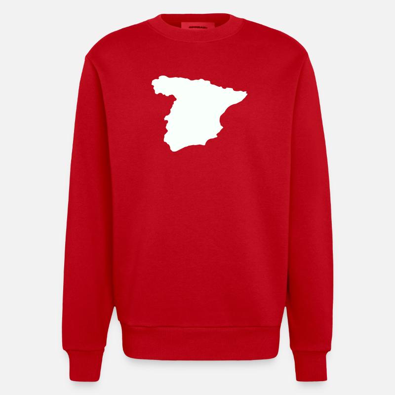 Spanienkarten Silhouettedesign - Heavyweight Oversized Organic Crew Neck Made in EU - Rot
