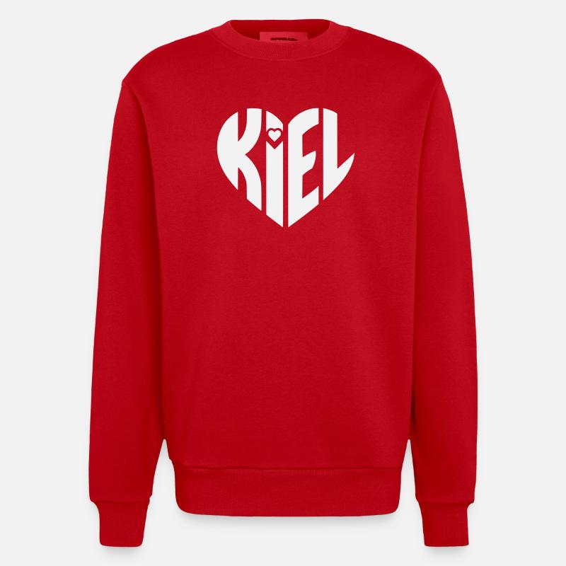 Kiel Heart Typography - Heavyweight Oversized Organic Crew Neck Made in EU - red
