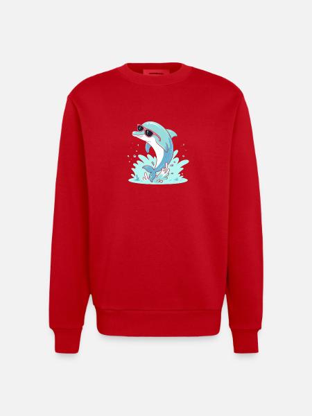 Delfin-Sommer-Pinkbrille - Heavyweight Oversized Organic Crew Neck Made in EU - Rot