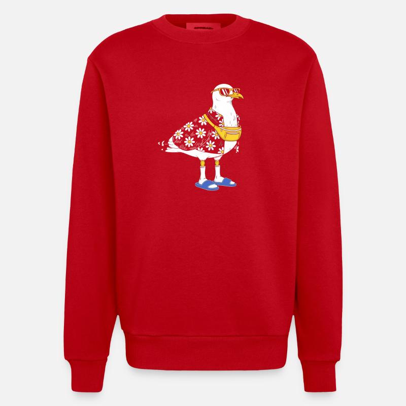 Gänseblümchen-Seemöwe im Sommerlook - Heavyweight Oversized Organic Crew Neck Made in EU - Rot