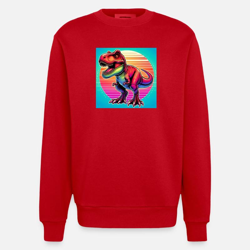 dinosaure - Sweat bio épais oversize fabriqué en UE - rouge