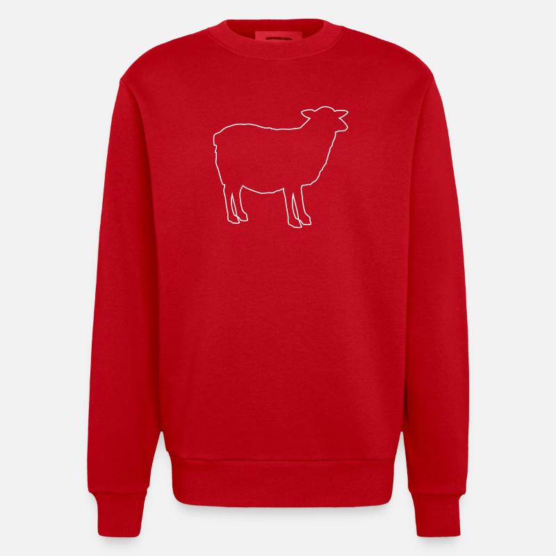 Schafsilhouette Outline - Heavyweight Oversized Organic Crew Neck Made in EU - Rot