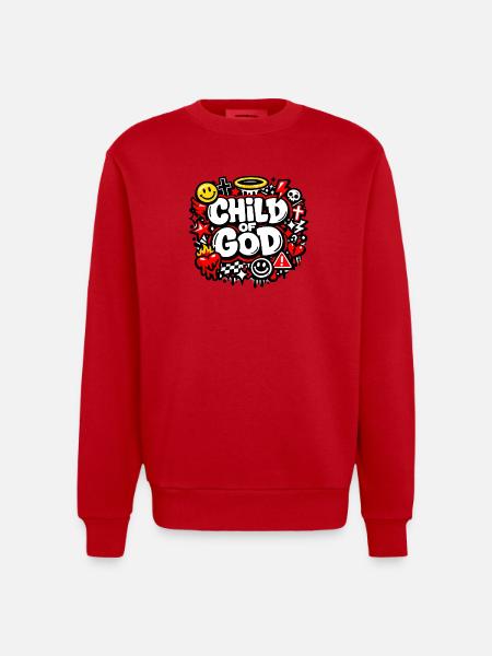 child of god - Heavyweight Oversized Organic Crew Neck Made in EU - red