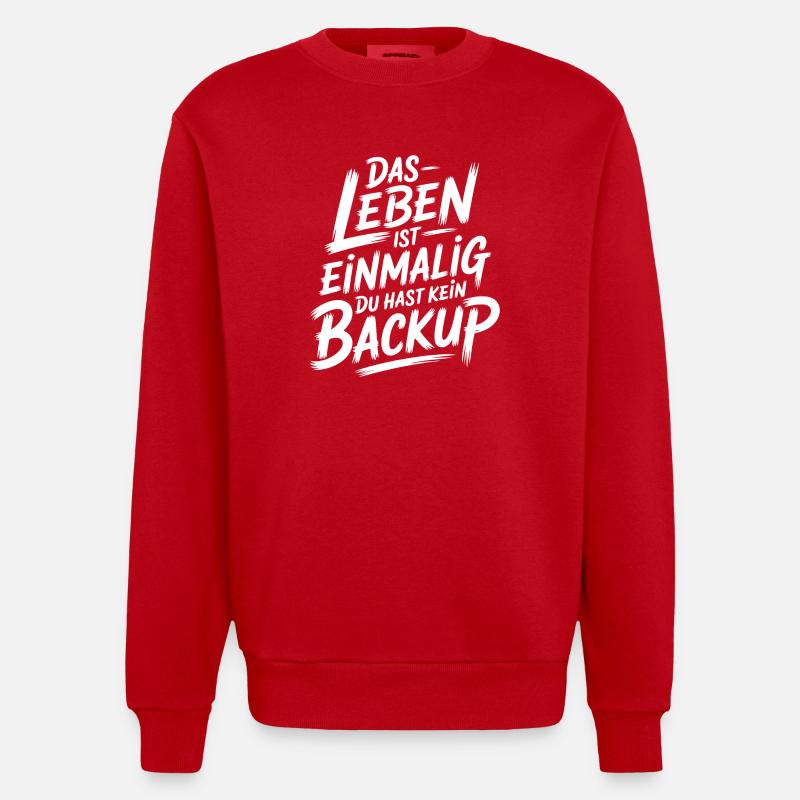 Das Leben is einmalig - Kein Backup - Heavyweight Oversized Organic Crew Neck Made in EU - Rot