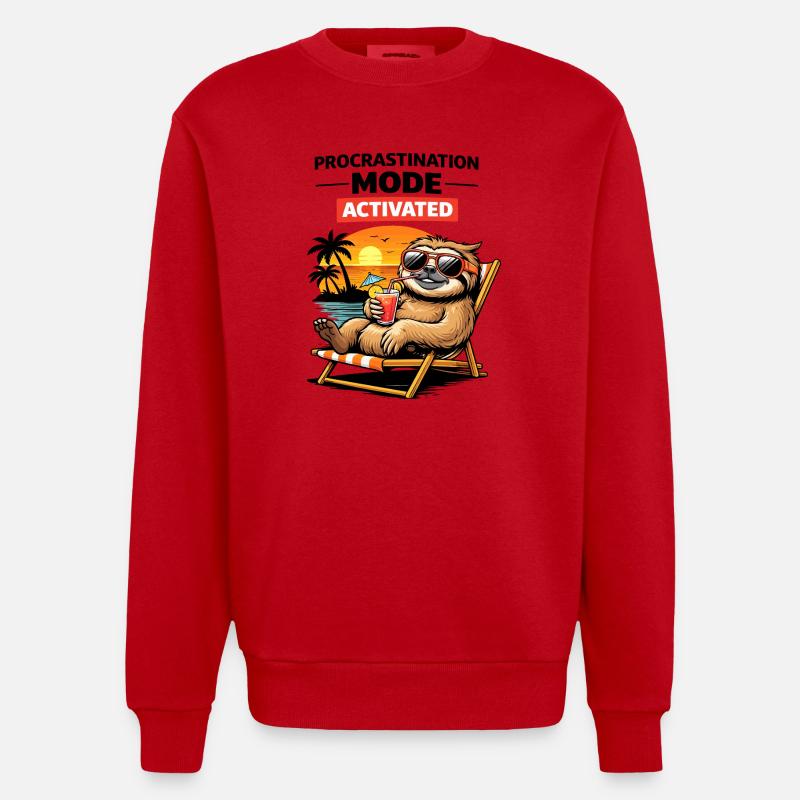 Activé le Sloth Beach Chill - Sweat bio épais oversize fabriqué en UE - rouge