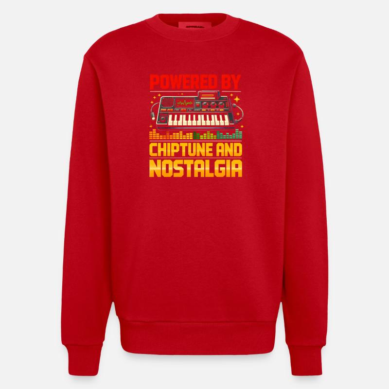 Propulsé par Chiptune | Nostalgie rétro - Sweat bio épais oversize fabriqué en UE - rouge