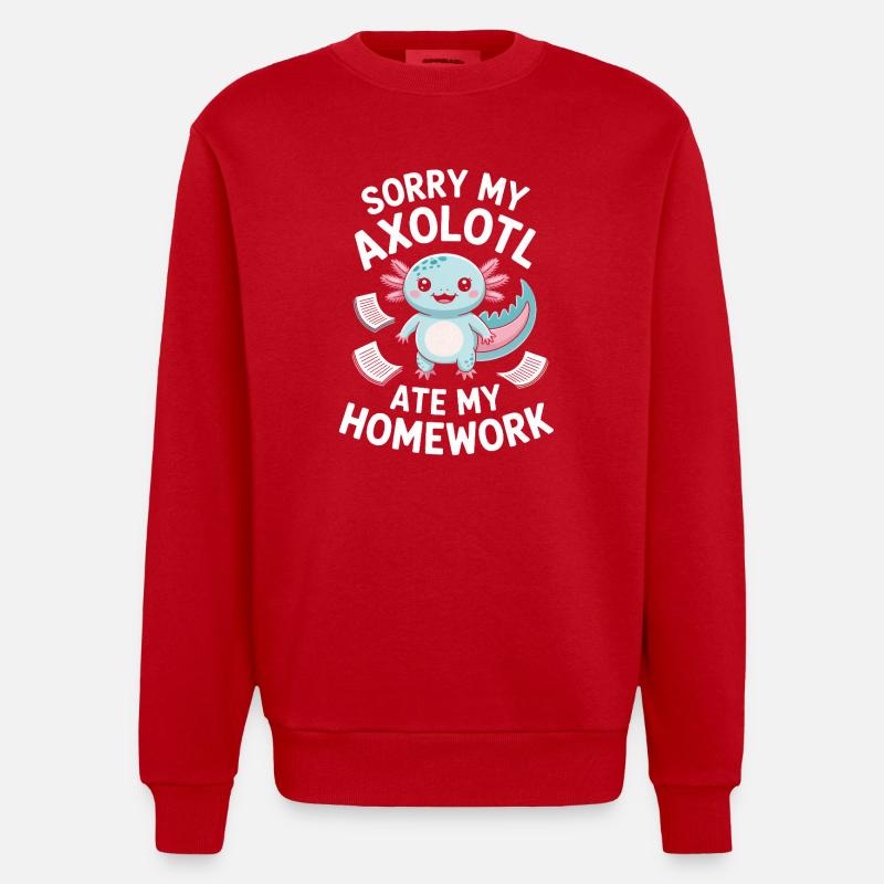 Braquage de devoirs d’Axolotl - Sweat bio épais oversize fabriqué en UE - rouge