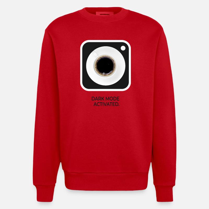Dark Mode Activated Kaffee Nerd Spruch - Heavyweight Oversized Organic Crew Neck Made in EU - Rot