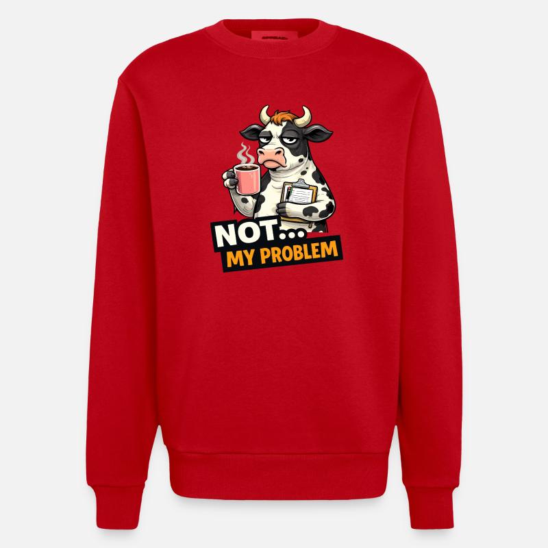 Nicht mein Problem: Kuhkaffee-Stimmung - Heavyweight Oversized Organic Crew Neck Made in EU - Rot