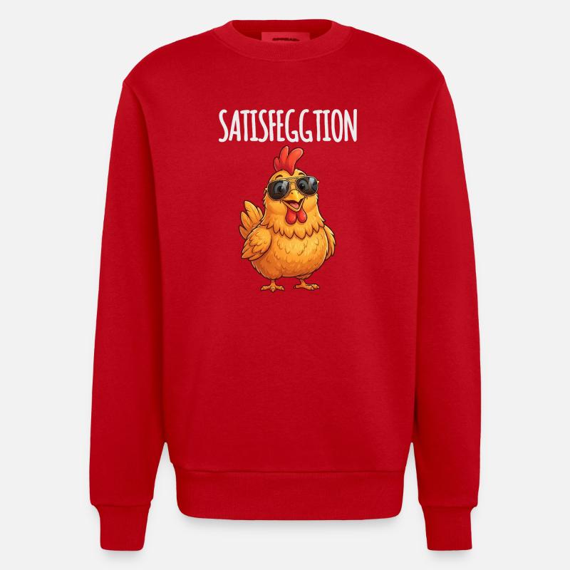 Satisfeggtion Huhn - Heavyweight Oversized Organic Crew Neck Made in EU - Rot