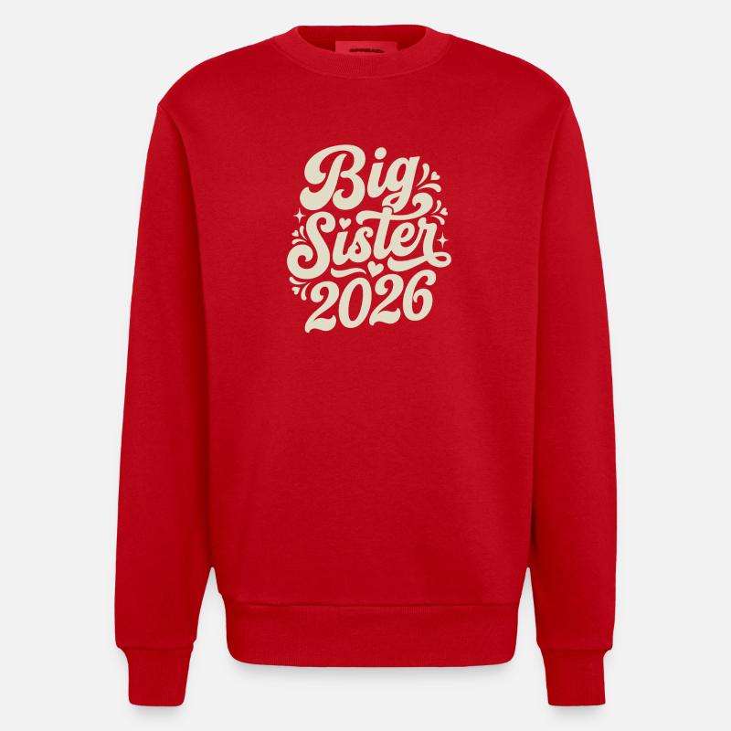 Große Schwester 2026 Script-Design - Heavyweight Oversized Organic Crew Neck Made in EU - Rot