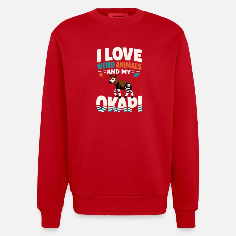 Okapi-liebhaber Okapi-tier Seltene Tierweltliebe - Heavyweight Oversized Organic Crew Neck Made in EU - Rot