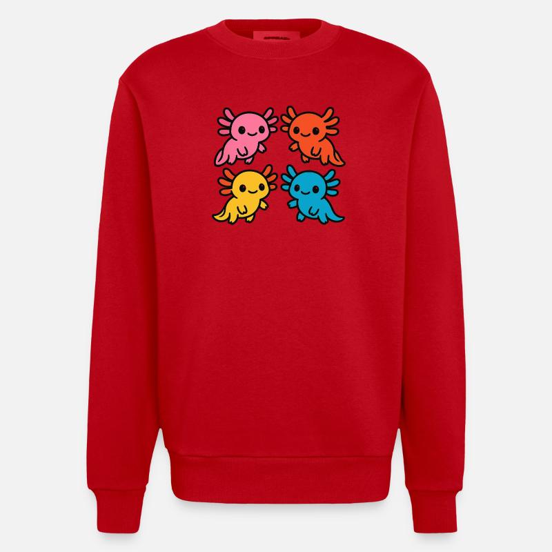 Mignonne Axolotl Couleurs Colorées Design mignon - Sweat bio épais oversize fabriqué en UE - rouge