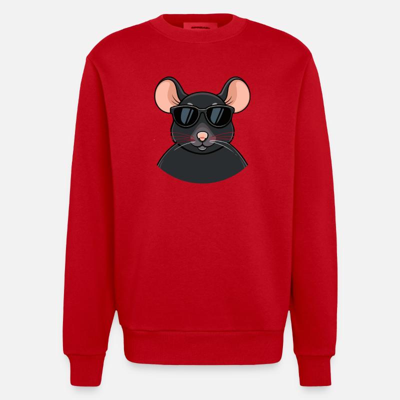 Mouse chic schwarze Brille - Heavyweight Oversized Organic Crew Neck Made in EU - Rot