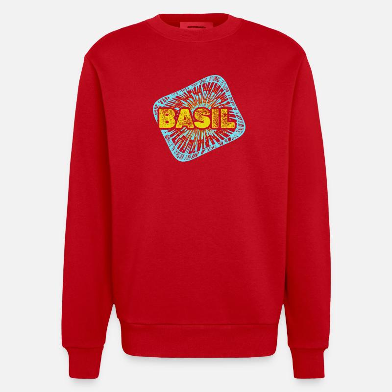 Le basilic comme passe-temps - Sweat bio épais oversize fabriqué en UE - rouge