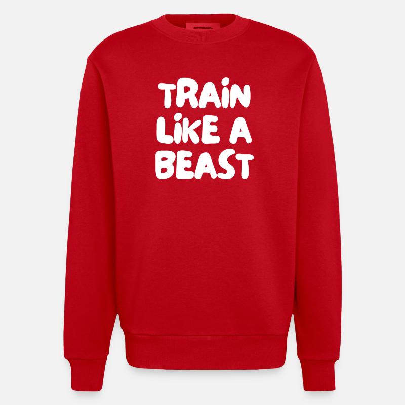 train like a beast - Heavyweight Oversized Organic Crew Neck Made in EU - red