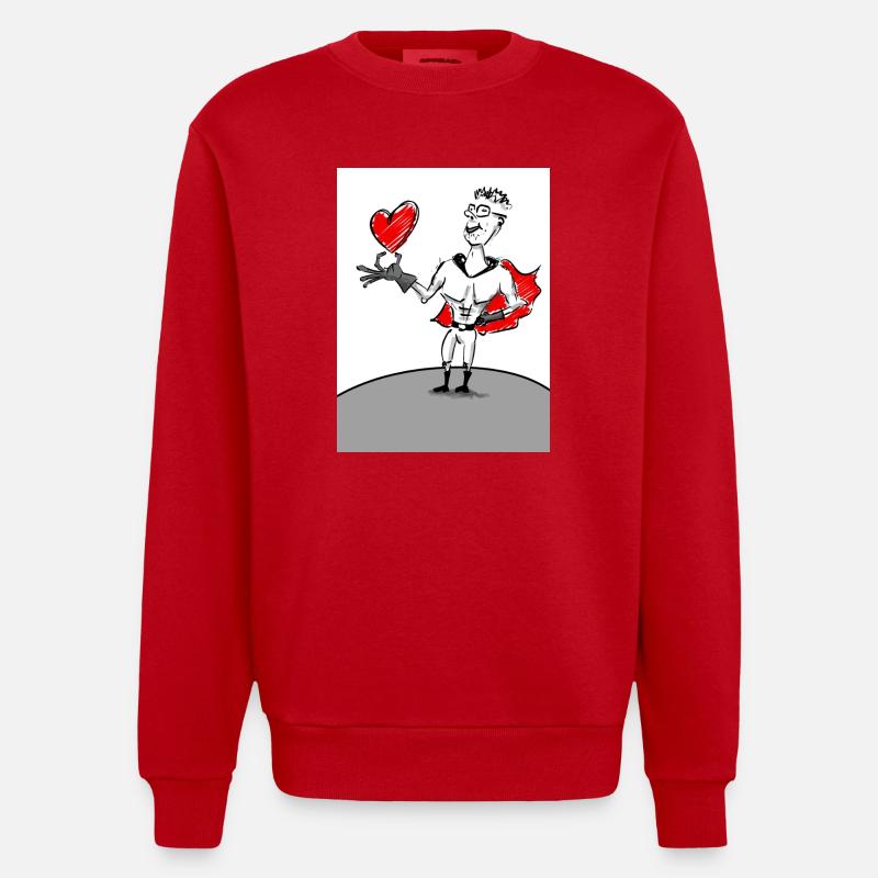 Herzheld: Superheld mit Herz - Heavyweight Oversized Organic Crew Neck Made in EU - Rot