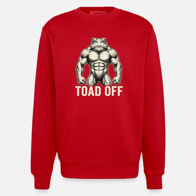 Toad Off Internet Meme Frog - Heavyweight Oversized Organic Crew Neck Made in EU - red