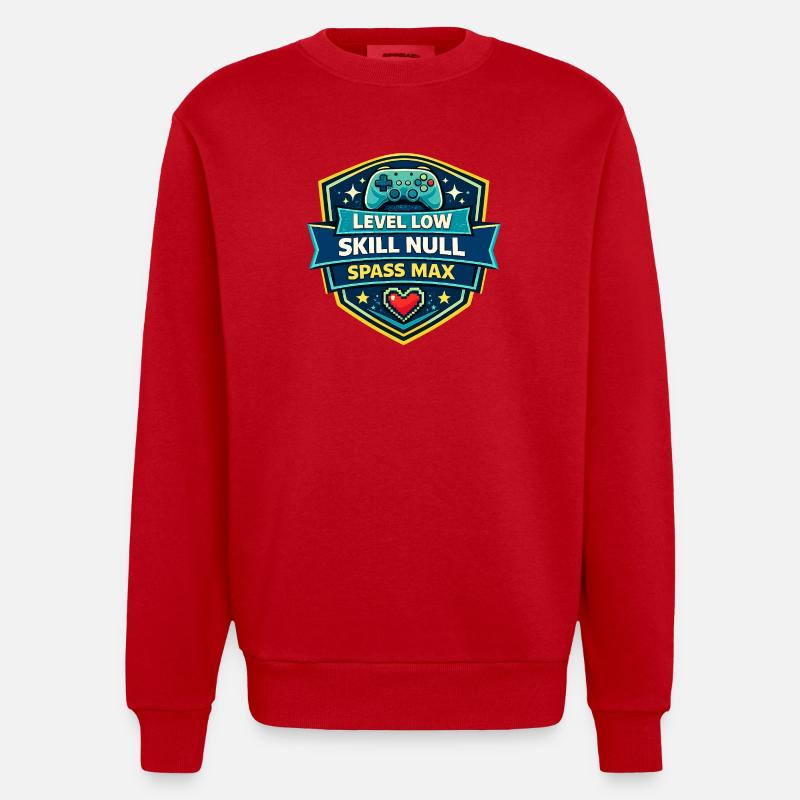 Level Low Skill Null Spass Max - Heavyweight Oversized Organic Crew Neck Made in EU - Rot