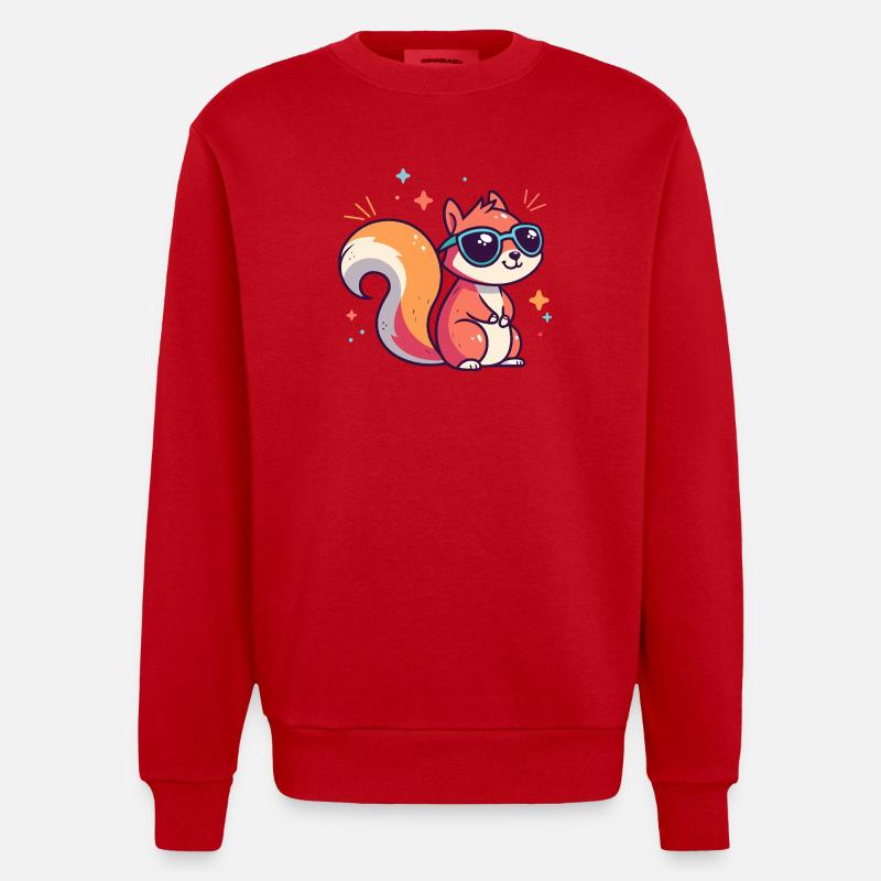 Schicke Eichhörnchen-Sonnenbrille - Heavyweight Oversized Organic Crew Neck Made in EU - Rot