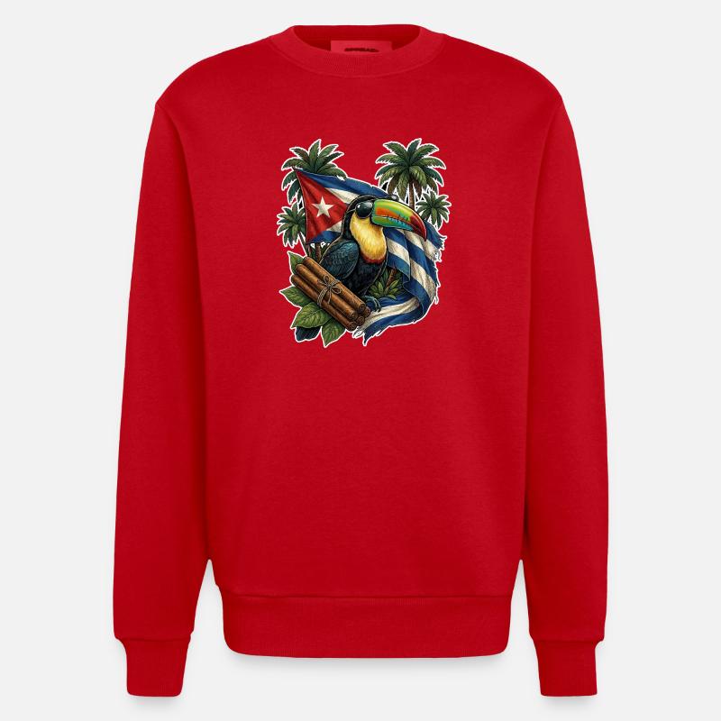 Cigare de toucan de Cuba - Sweat bio épais oversize fabriqué en UE - rouge