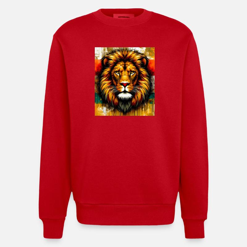 Löwe - Heavyweight Oversized Organic Crew Neck Made in EU - Rot
