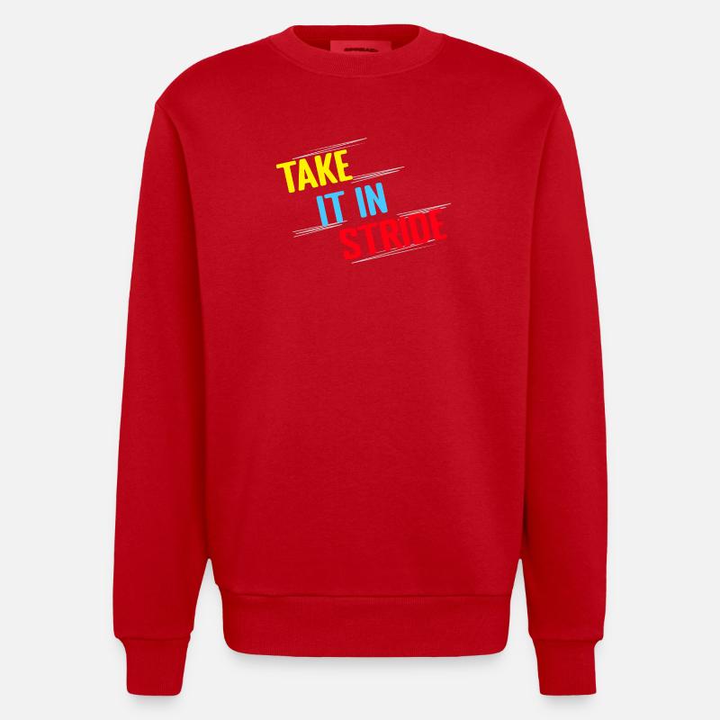 Running Run Take It In Stride Marathon Runner - Heavyweight Oversized Organic Crew Neck Made in EU - red