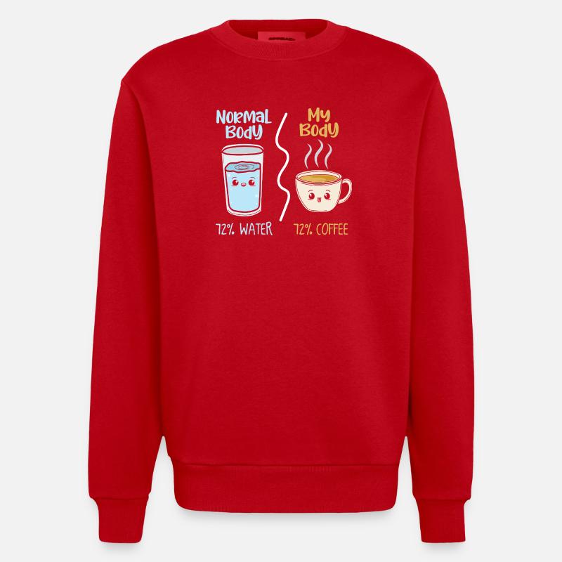 Café vs eau 72 % - Sweat bio épais oversize fabriqué en UE - rouge