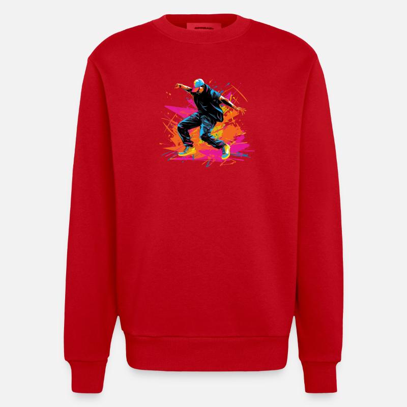 Synthwave rétro B Boy - Sweat bio épais oversize fabriqué en UE - rouge