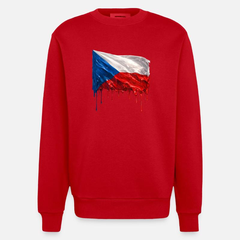 Tschechische Flagge bunte Farbe - Heavyweight Oversized Organic Crew Neck Made in EU - Rot